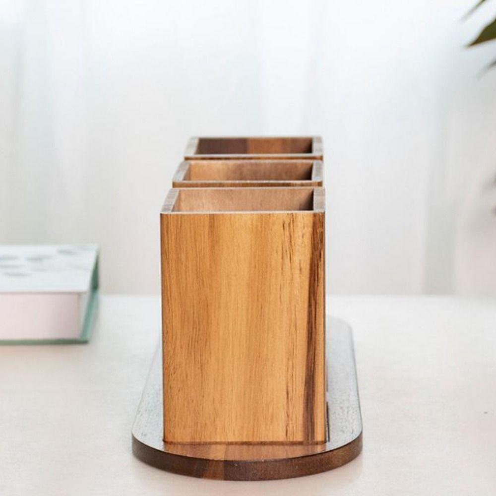 Space Saving 3 Compartment Cutlery Holder Wooden Flatware Organizer  Farmhouse