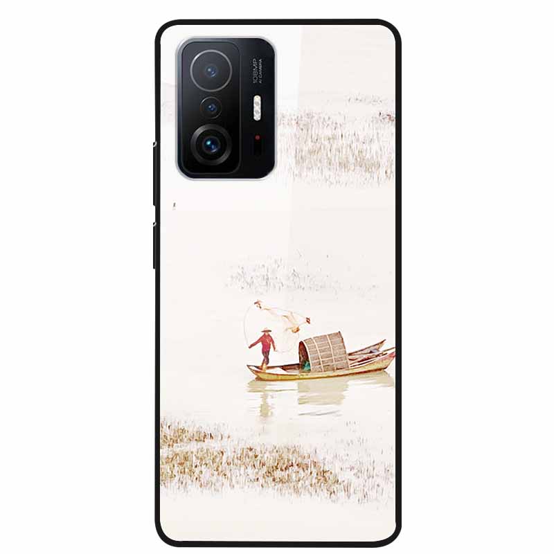For Xiaomi 11T Pro Glass Case Hard Tempered Glass PC Cover Phone Case For Xiaomi Mi 11T 11 T Pro Shockproof Cartoon Funda Coque