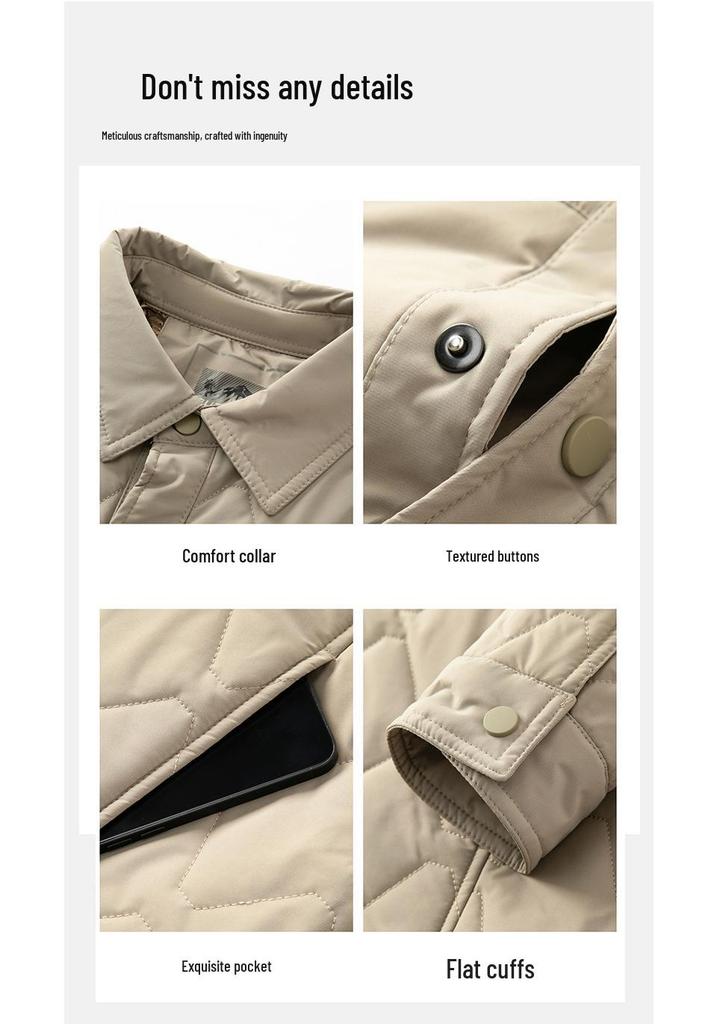 Men's Lightweight Winter Cotton Casual Jacket - Warm Lapel Coat for Middle-Aged Men