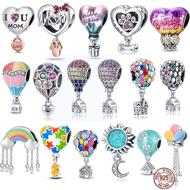 

Новый 925 стерлингового серебра Disney воздушный шар шарм для 925 оригинальный браслет DIY ювелирные изделия Love Heart ювелирные изделия для женщин