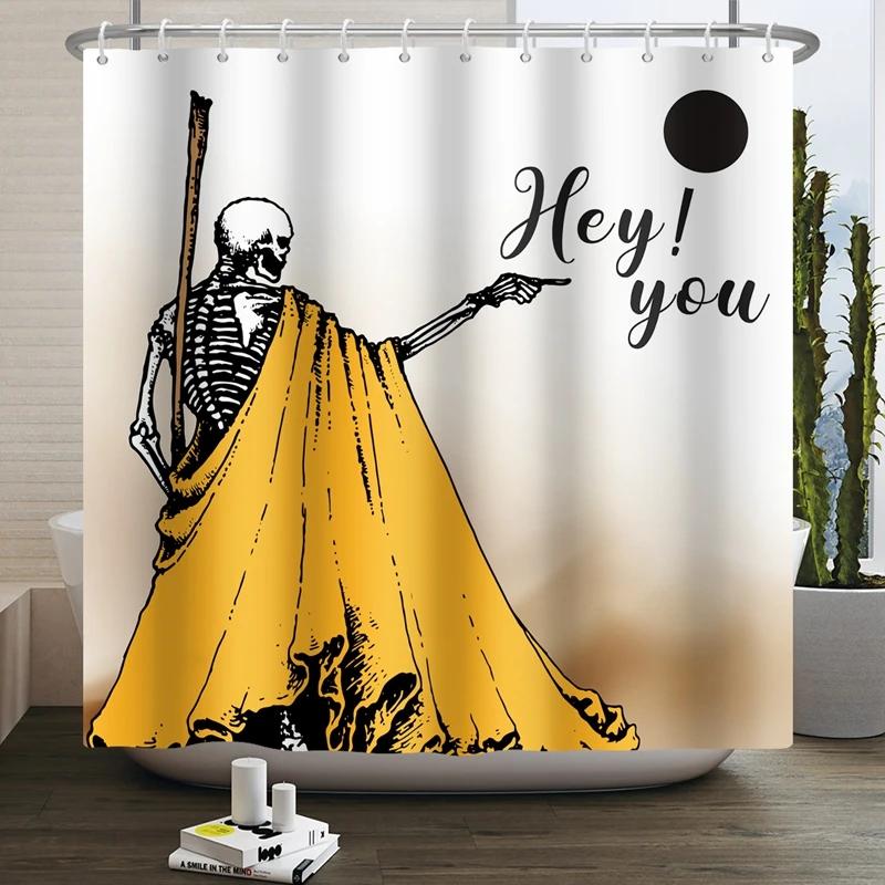 Floral Skull Shower Curtain Mushroom Gothic Halloween Bathroom Decor Curtain Skeleton Butterfly Vintage Artwork Bathtub Curtain