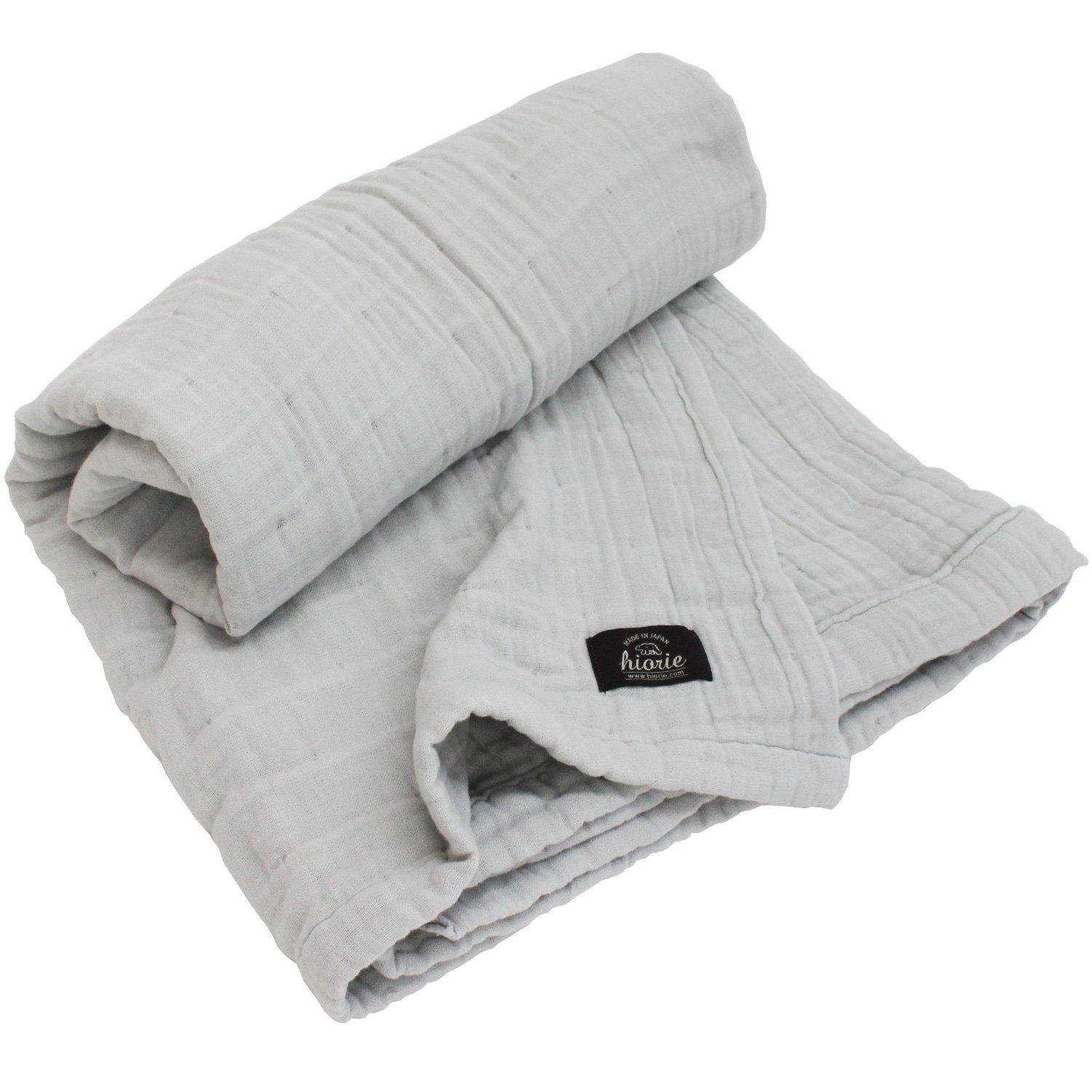 

hiorie Сделанное в Японии марлевое полотенце роскошно марлевое влагопоглощающее и на все лето кондиционирование кожи одинарный размер x 200 серое одеяло, одеяло, серый