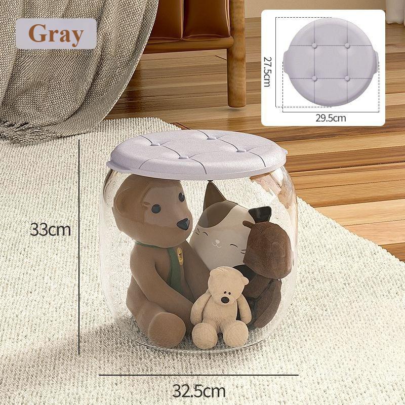 Multipurpose Doll Storage Stool - Plush Toy Organizer with Seat, Kids' Storage Bench for Bedroom,Stuffed Animals & Toys