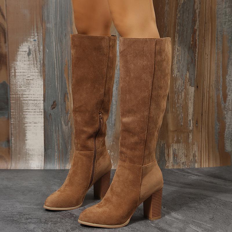 Sagit Women Fashion Casual Vintage Retro Long Knee-High Cowboy Boots Square Heel Shoes