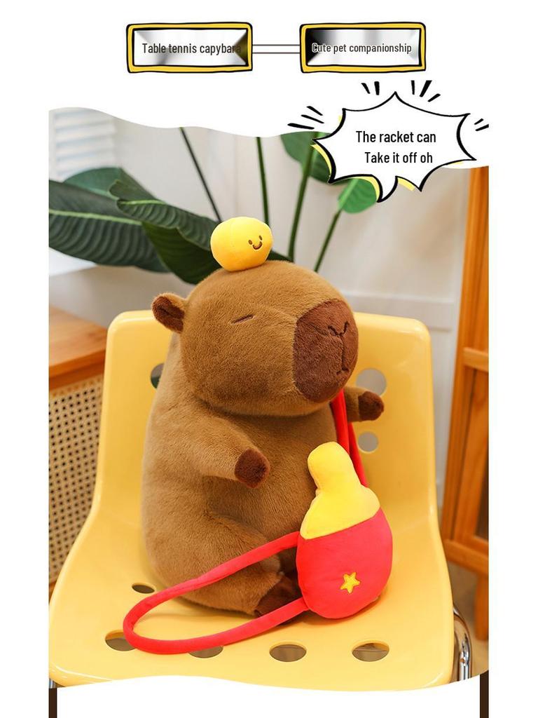 Capybara Table Tennis Plush Doll - Birthday Gift Plush Toy Pillow for Girls
