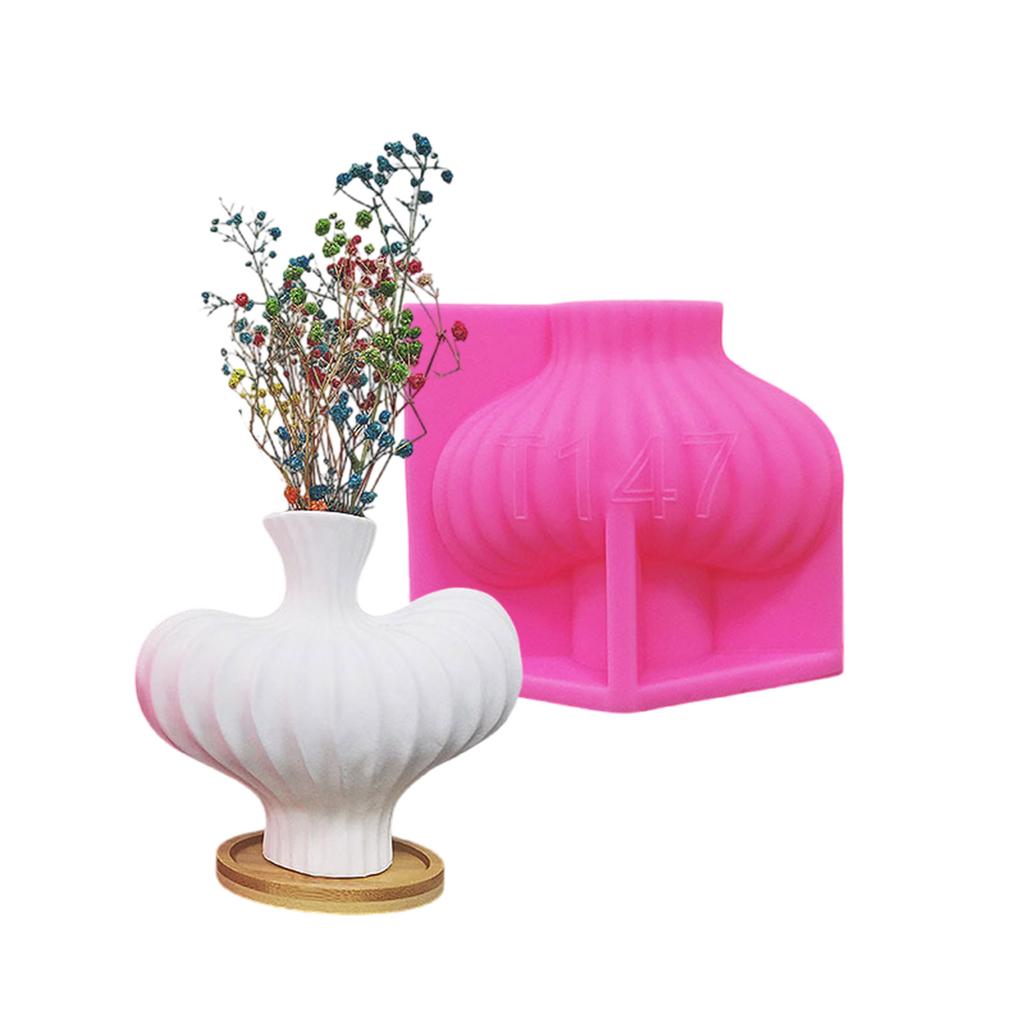 Silicone Vase Moulds Silicone Planter Molds Striped Shape Craft Molds Sculpture Moulds Suitable for Flower Arrangements