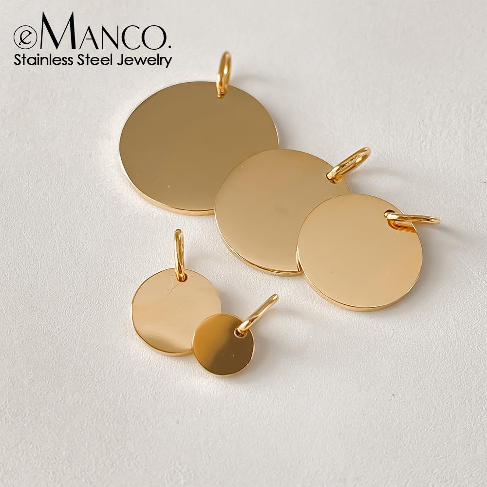 Engravable Stainless Steel Round Pendant with Hanging Ring for DIY Jewelry Bracelets & Necklaces
