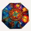 Stained Glass Celestial Wheel Artwork - Vibrant Wall Decor Umbrella, Christmas Gift Y142