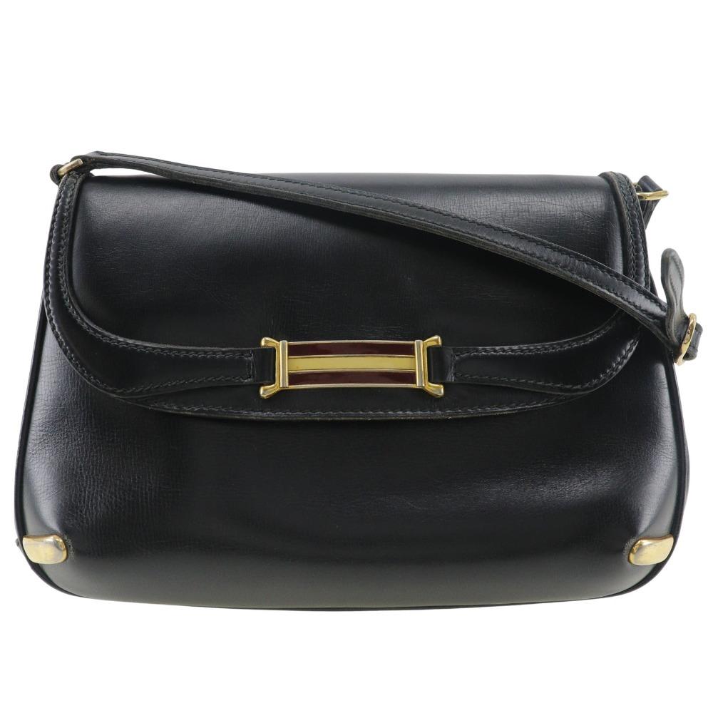 GUCCI Old Gucci Shoulder Bag Sherry line 2-way clutch black Calfskin Women Used