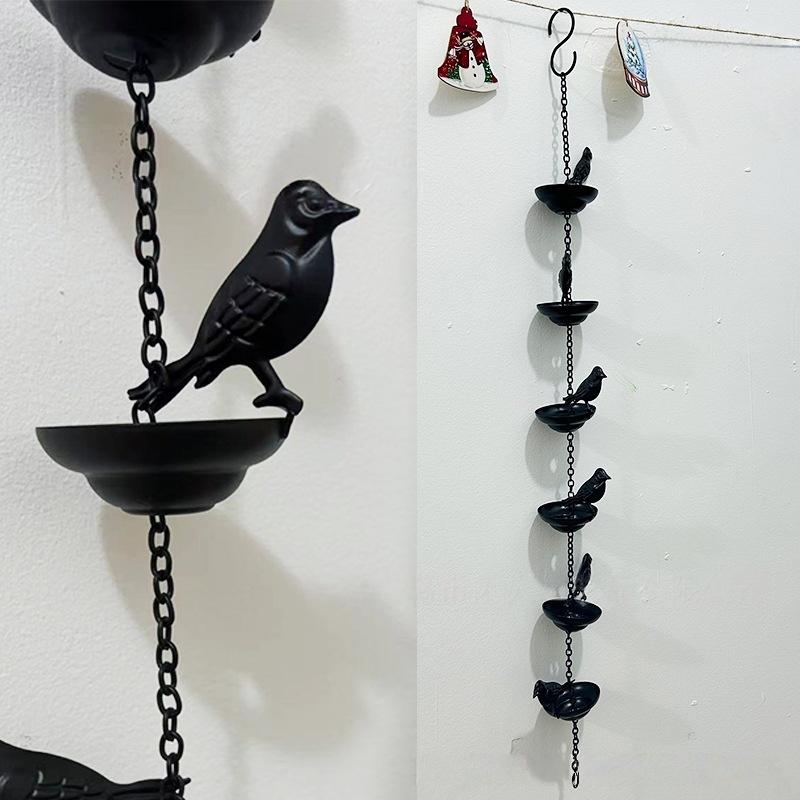 1Pcs Rain Catche Metal Downspout Tool 60/80/100/240Cm Creative Birds Iron Rain Chains For Gutters Outdoor Roof Gutter Decor