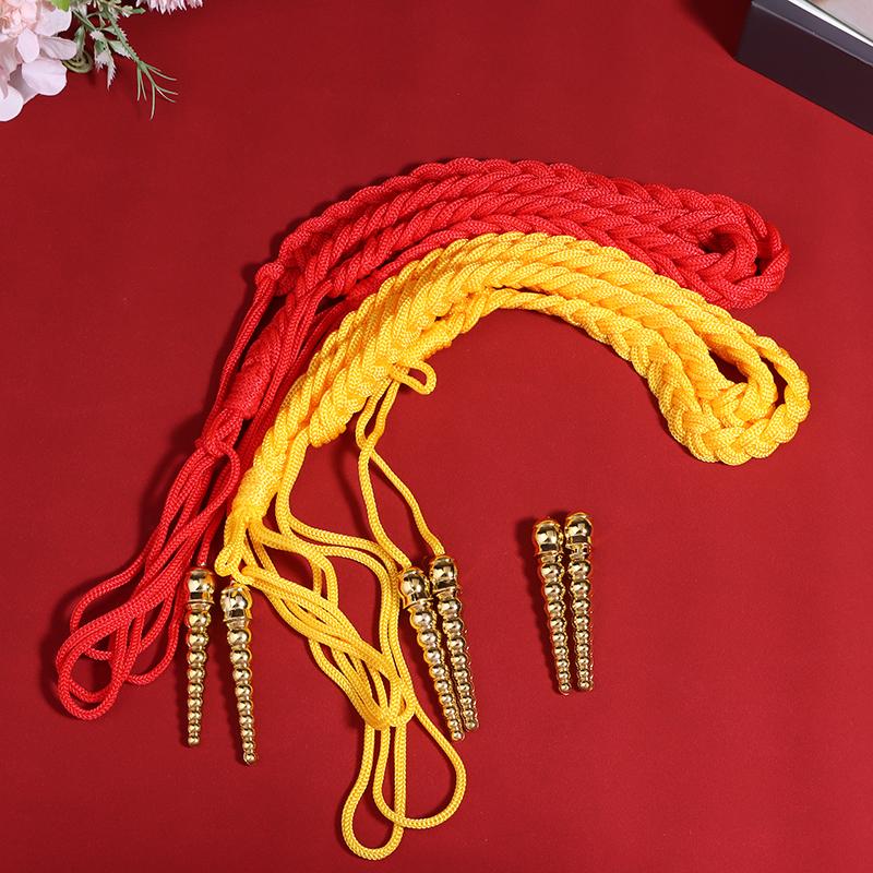 1Pc Red/Yellow Aiguillettes Wire Cord Or 2Pcs Yellow Pendants For Uniform Cosplay Costume Diy Clothes Decoration