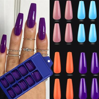 Nail Tips Stickers Full Cover Long Coffin Fake Art Manicure