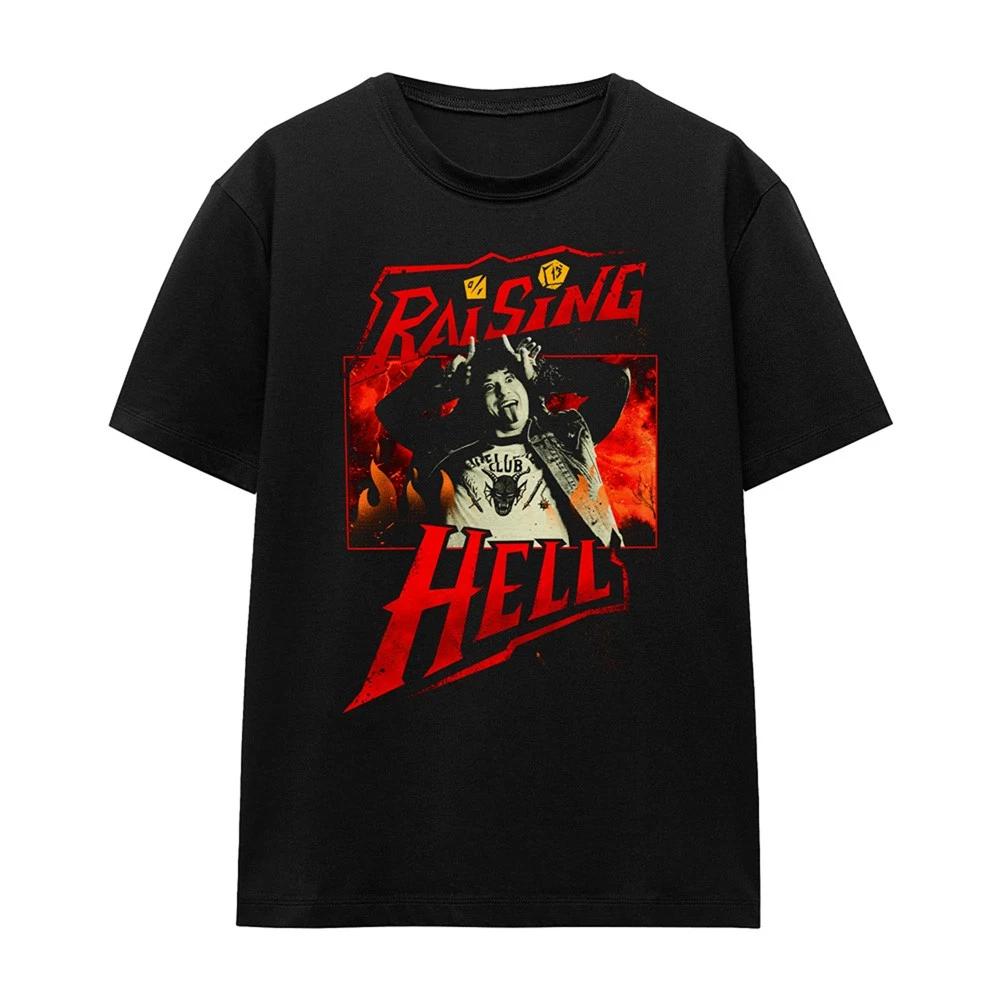 

Stranger Things Eddie Munson Raising Hell Ladies 100% Cotton T-shirt Mens Tees Top S-2XL,Black S