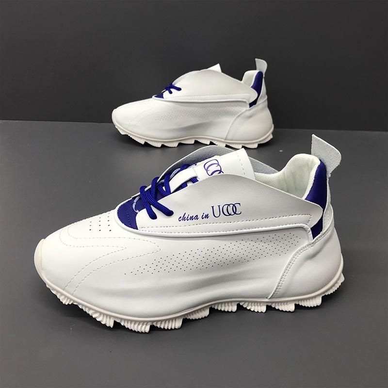 Kalın Tabanlı Spor Ayakkabı Erkek Kapak Tabanlı Ayakkabı Moda Günlük İkincil Deri Sığır Derisi Nefes Alabilen Artırılmış İç Platform Ayakkabı