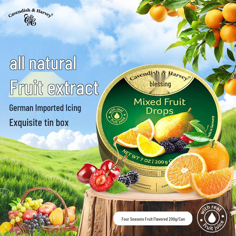Cavendish & Harvey Assorted Fruit Hard Candies, 200g Tin