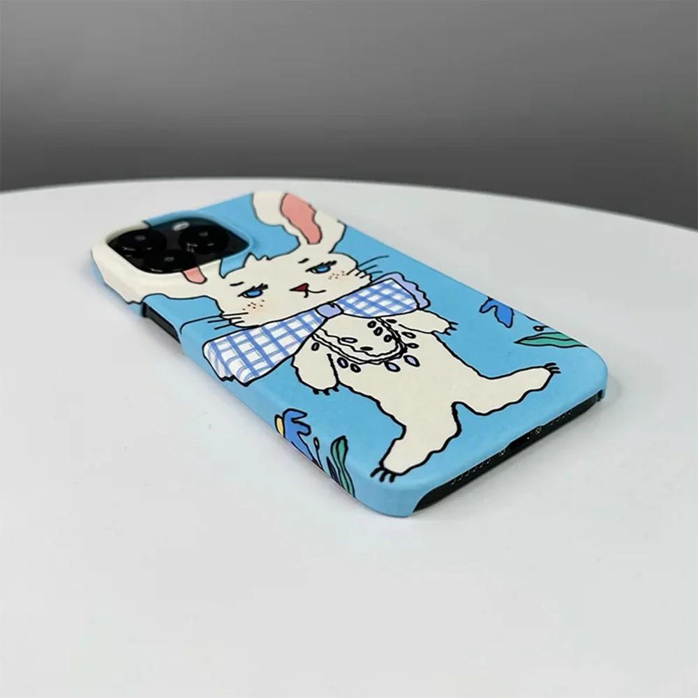Luxury Clmj Preppy Style Rabbit Phone Case for iPhone 17 16 15 14 13 12 11 Pro Max Plus Air Glossy Film Hard PC Cover