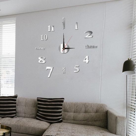 Modern Nordic Wall Clock Battery Powered Quiet Non-ticking Arabic Numerals Clock 3D Effect DIY Wall Clock for Living Room