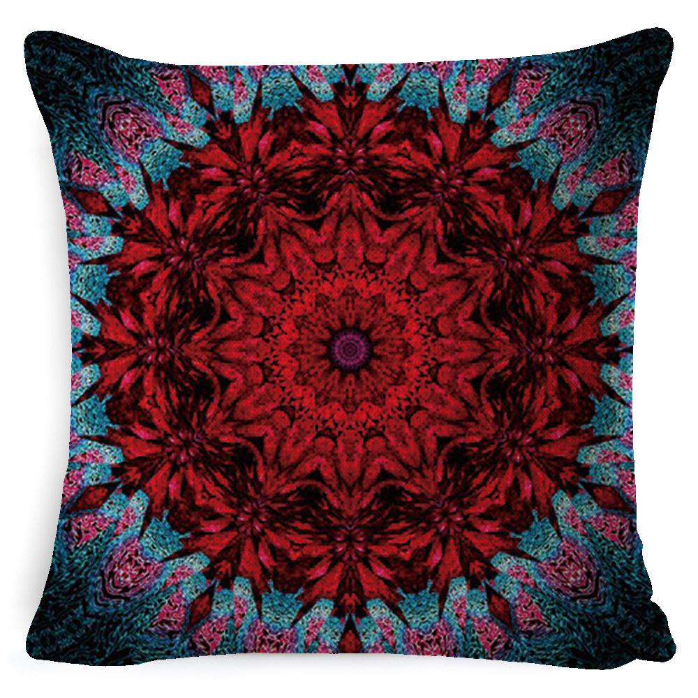 Bohemian Mandala Bedside Sofa Cushion American Vintage Linen Throw Pillow Cover