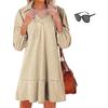 European and American foreign trade denim dress new loose top group casual V-neck seven-point bubble sleeves