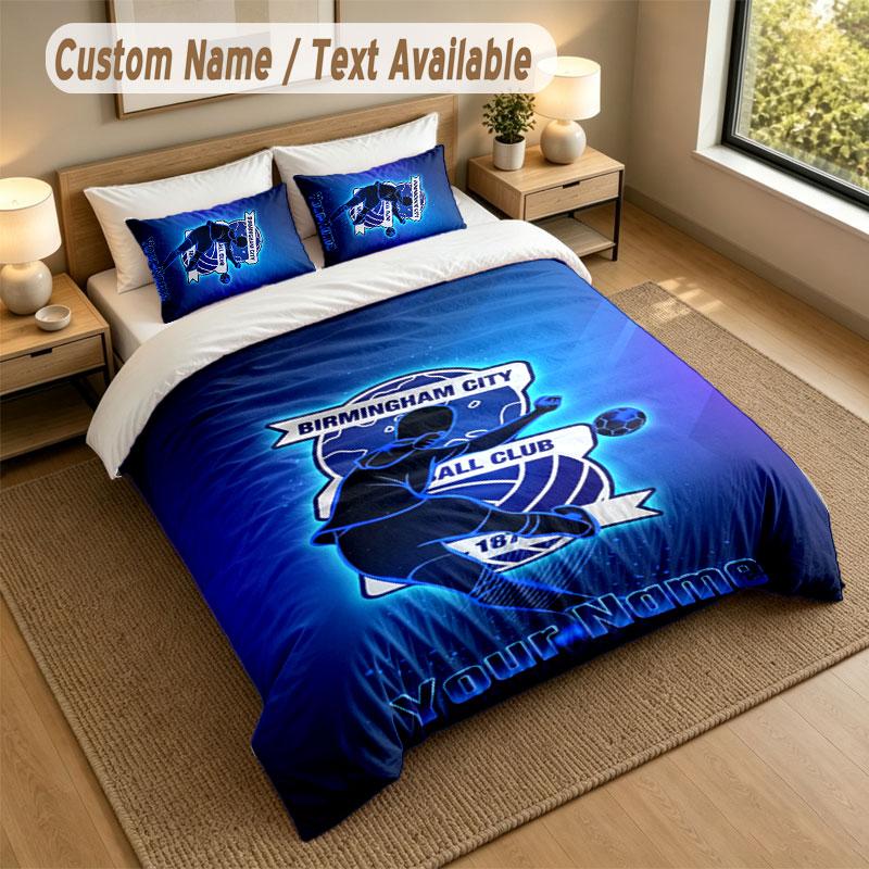 Bedding Set 1 Duvet Cover 2 Pillowcases BIRMINGHAM CITY Football Print Soft Bed Linen Bedroom Decor