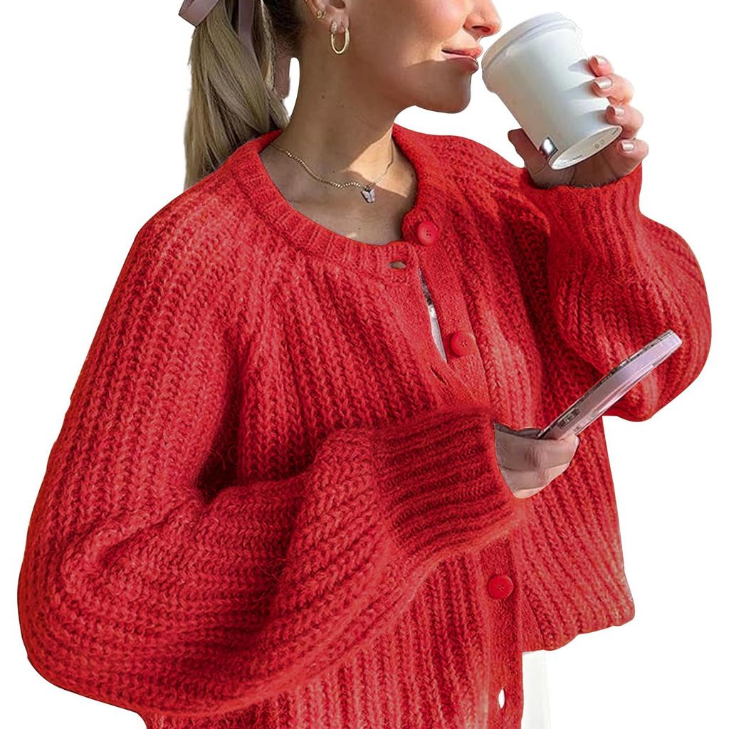 Women's Solid Color Casual Long Sleeve Loose Lazy Cardigan Sweater Sweater Coat