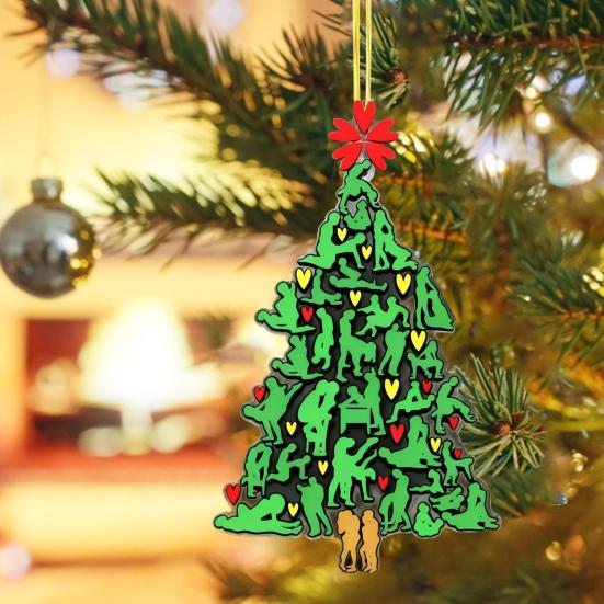 Zlobivý stromeček Vánoční ozdoba Humorná 2D akrylová Zelený strom Tvar Závěsná dekorace Vtipné Dospělé Sváteční Dárky pro Páry