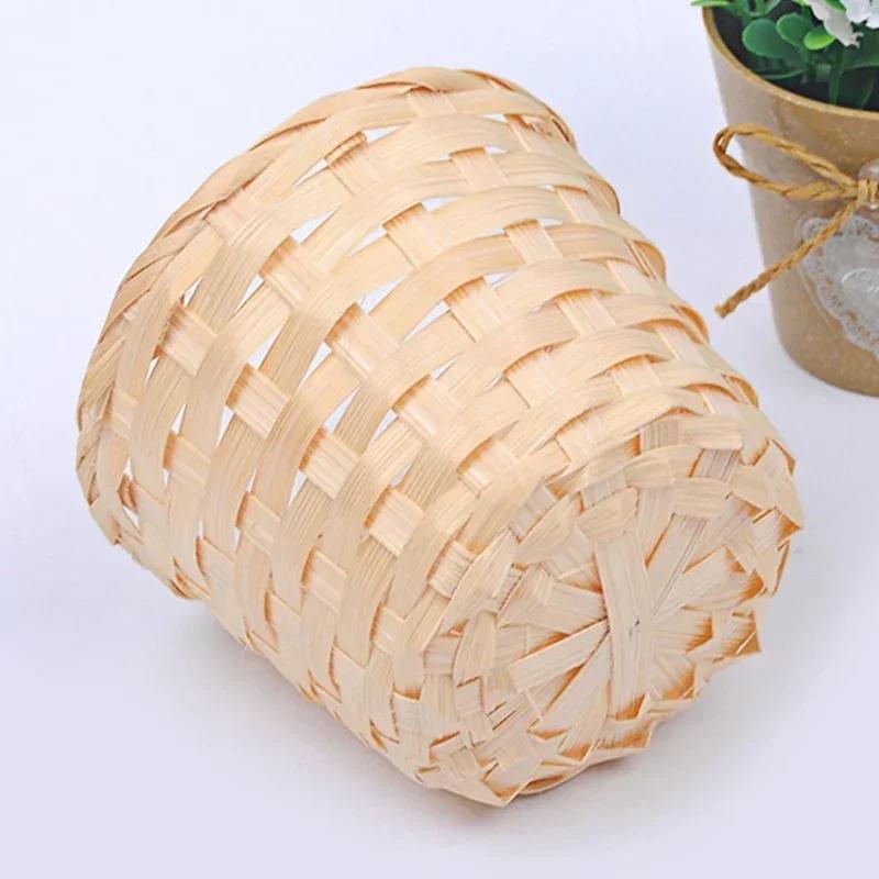 1 Stück Neuer Handgefertigter Bambus Garten Blumentopf Weidenkorb Stroh Patchwork Weide Rattan Seegras Aufbewahrungsorganizer Anzuchttöpfe