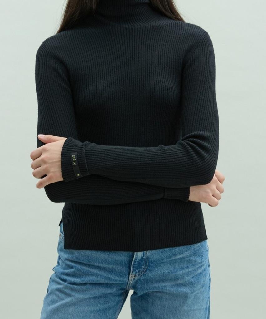 Dito Wholegarment 100 Wool Italian Yarn Turtleneck [Black]
