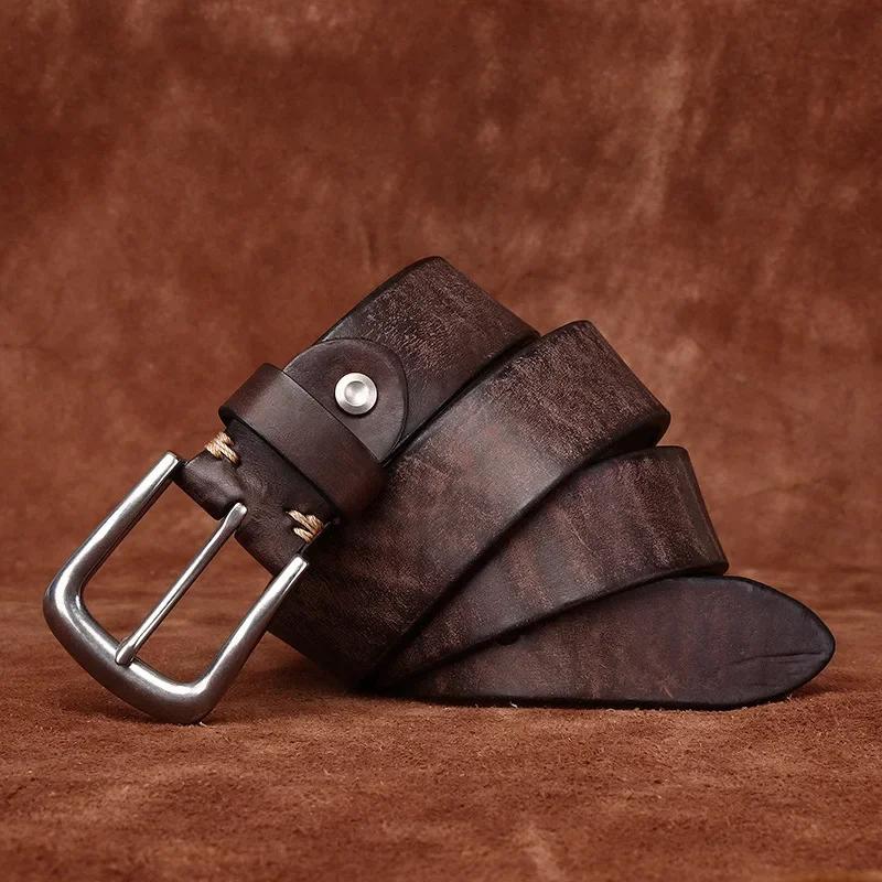 

3,8 см мужской высококачественный ремень из натуральной кожи, роскошные ремни с пряжкой из нержавеющей стали, матовые, утолщенные, из чистой коровьей кожи, мужские джинсы для мужчин 125cm кофейный