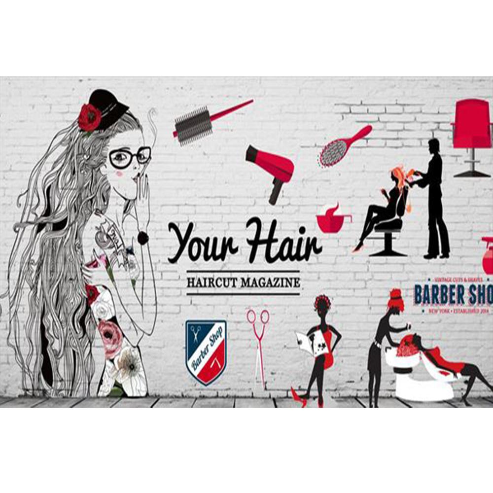 Beauty Barber Shop 3d Wall Murals Background Wallpaper, Modern Beauty Salon Removable Murals, Suitable For Barber Shop Wall Painting
