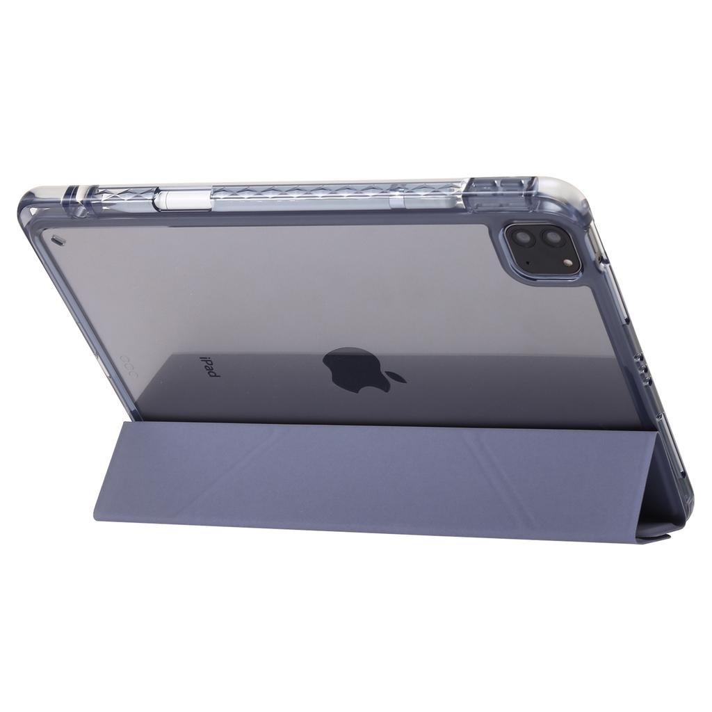 For iPad Pro 13 (2024) Case TPU+Acrylic+PU Leather Origami Stand Clear Back Tablet Cover