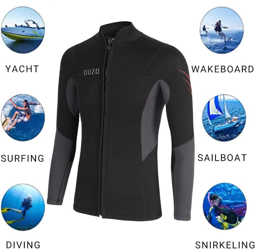 Wetsuit Topper Wetsuit Jacket 3mm Neoprene Front Zipper Surfing Diving Snorkeling BS3005M-M