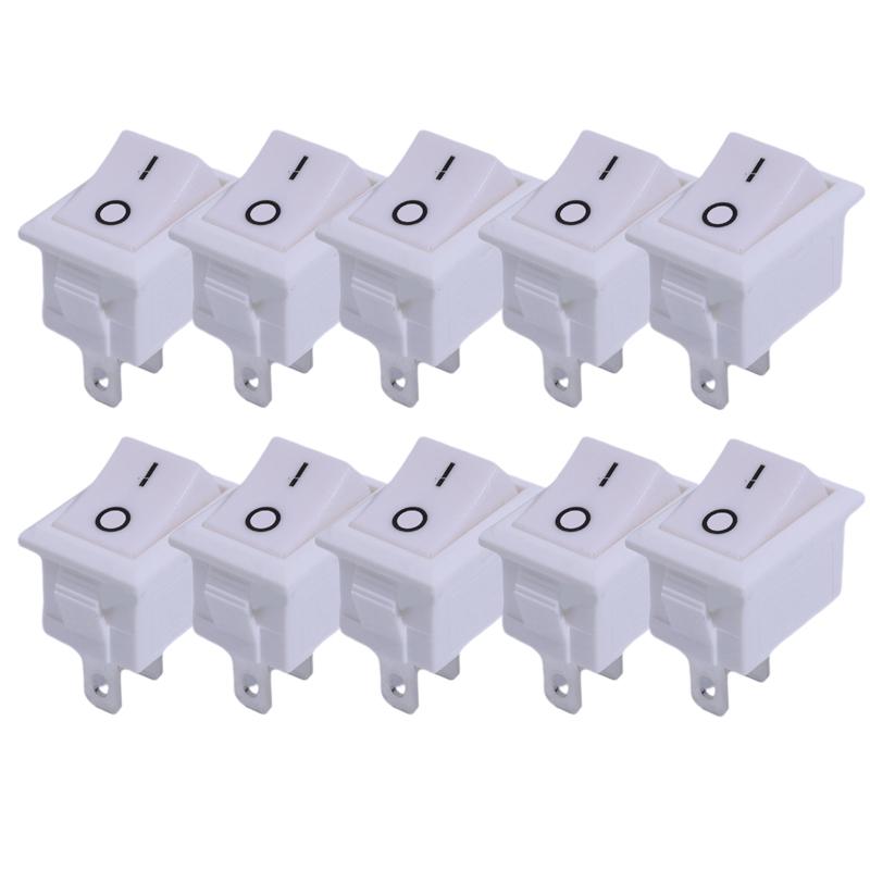 Mini Rocker Switch SPST Black and Red Snap in Switches Button AC 250V 3A / 125V 6A 2 Pin I/O 21*15mm on-off Switch Rocker