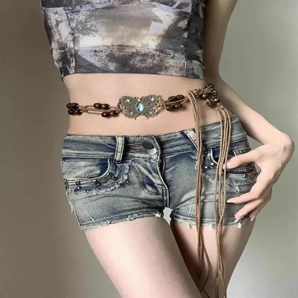 Ceinture de taille ethnique Y2K bohème faite à la main pour femmes – Décoration de robe polyvalente