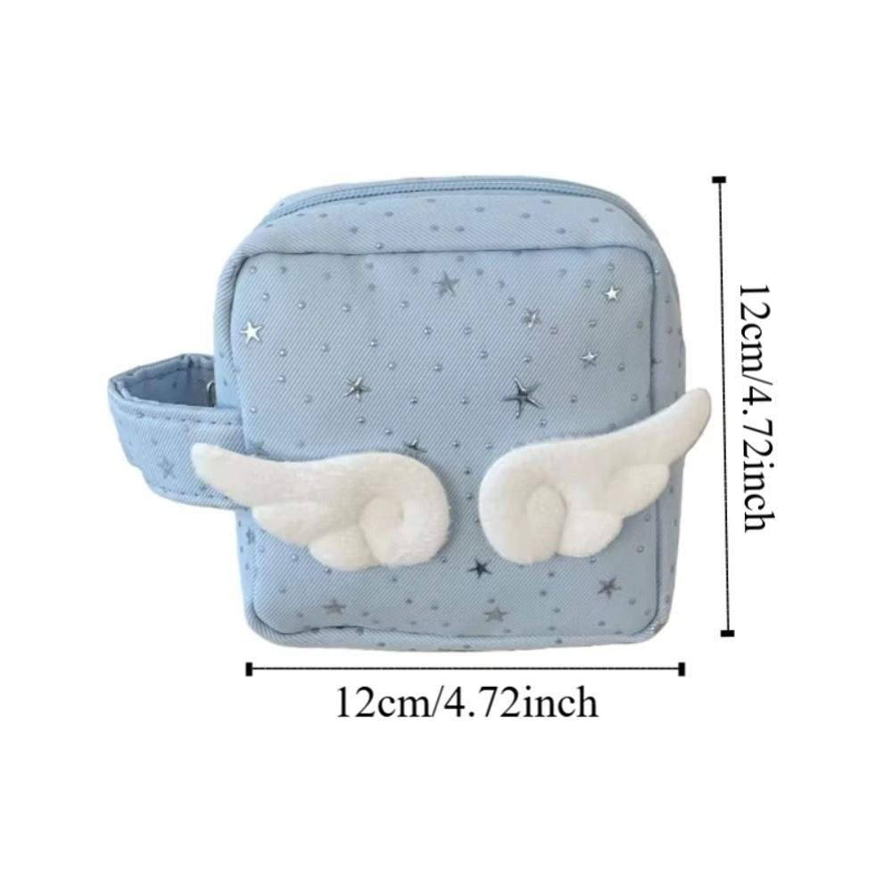 Mini Size Makeup Bag for Women with Handle Wings Patchwork Portable Instant Camera Bag Multi-Purpose Star Pattern