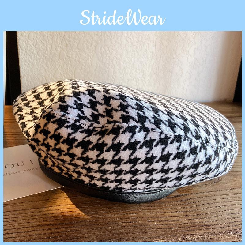 Stylish Houndstooth Beret Hat Women's Lightweight Summer Fashion Accessory
