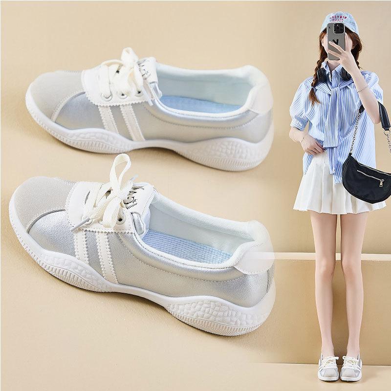 Shallow Mouth Casual Moral Training Shoes Women's Autumn 2025 New Soft-soled Shock-absorbing Sports Shoes Lace-up Versatile White Shoes
