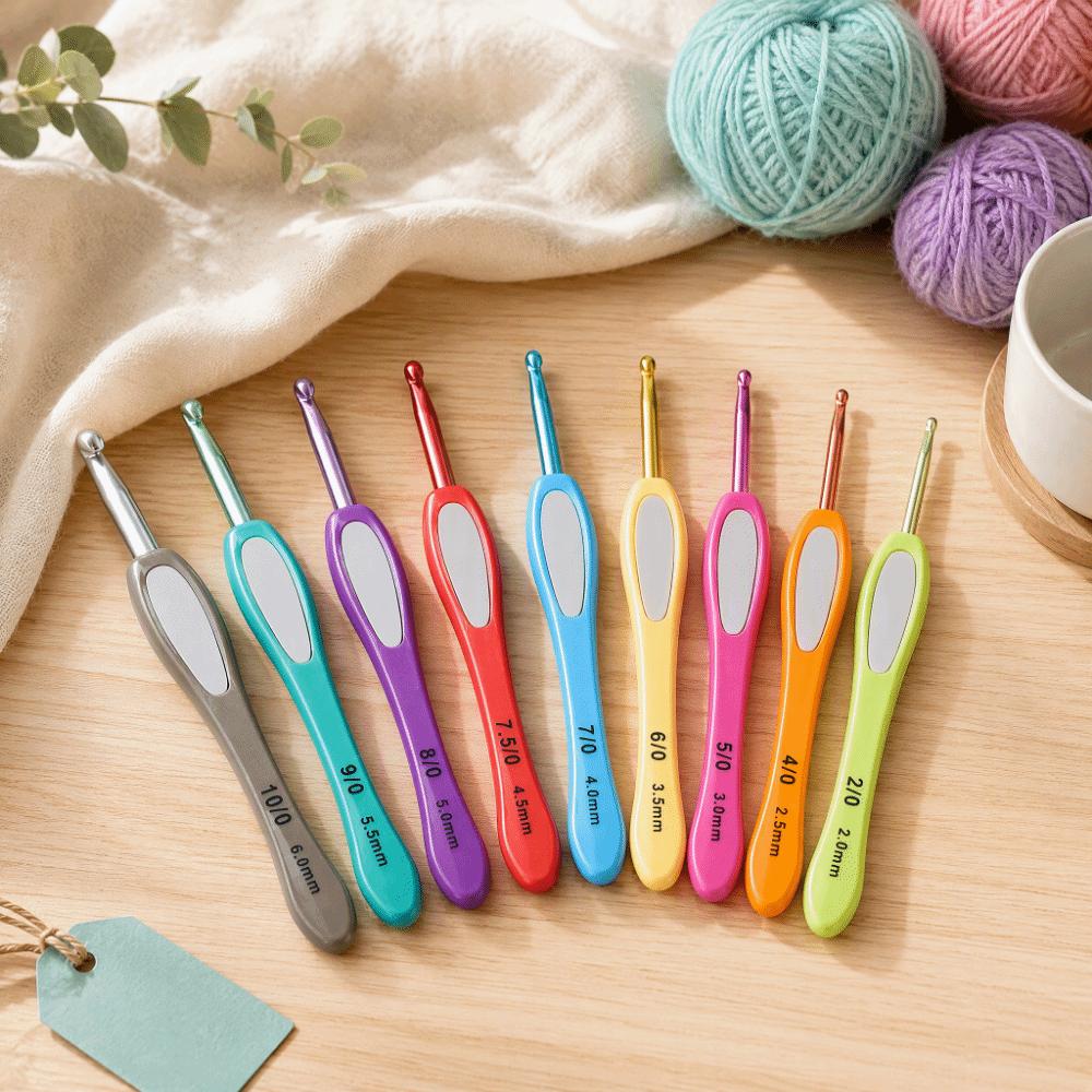 9 Pcs 14cm Length Knitting Tool Set Aluminum Needles Aluminum Crochet Needles DIY Handwoven