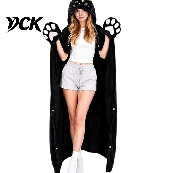 Animal Themed Blanket Wearable Hoodie, Adults Oversized Fleece Sweatshirt Lightweight Warm Sleepwear, Halloween Cosplay Costume Plush Hooded