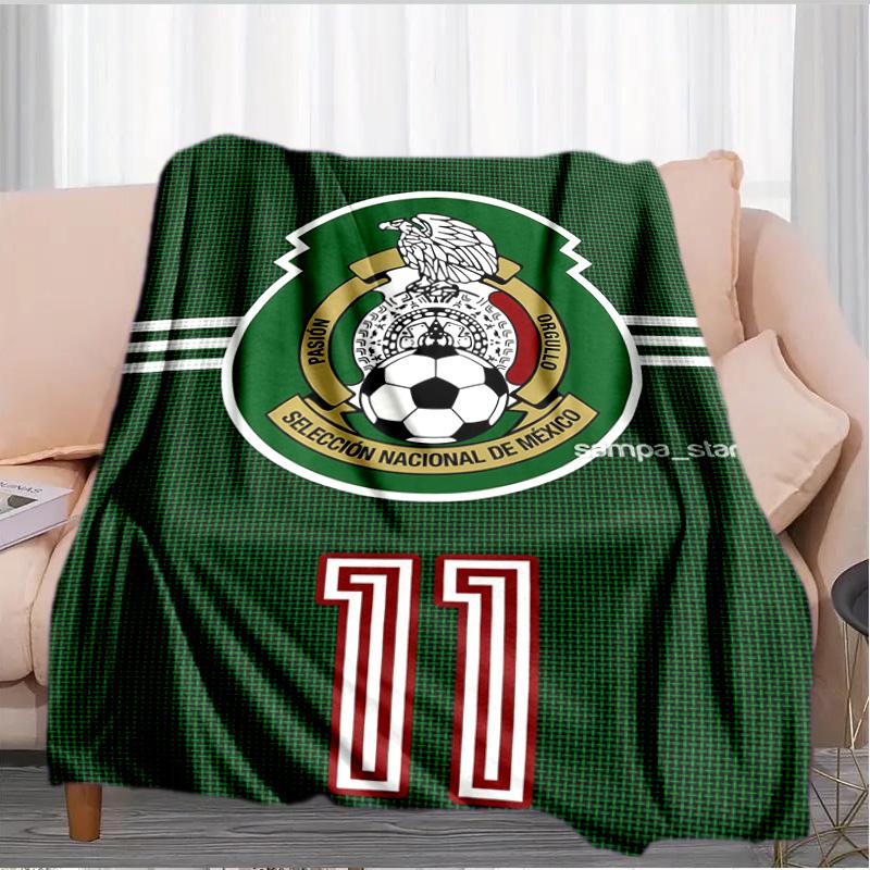 Mexico Football Team Emblem Printed Throws Blanket Soft Flannel Blankets for Couch Bed Gifts for Men Women Picnic Blanket Christmas Gifts