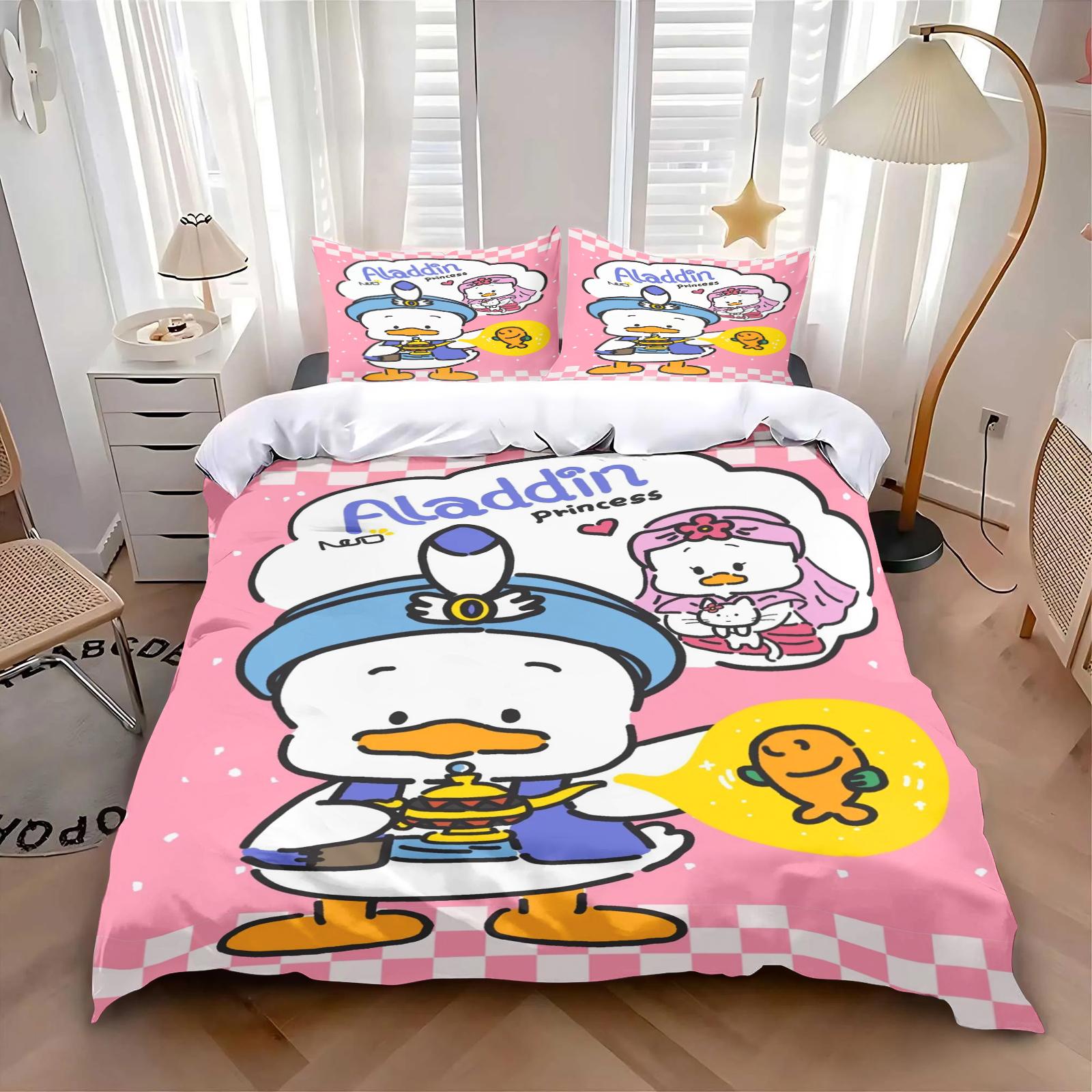 

-Baker Duck Duvet Cover Cartoon Anime Children Bedroom Set Quilt Covers Pillowcase Kids Bedding Set Holiday Gifts 90x200cm