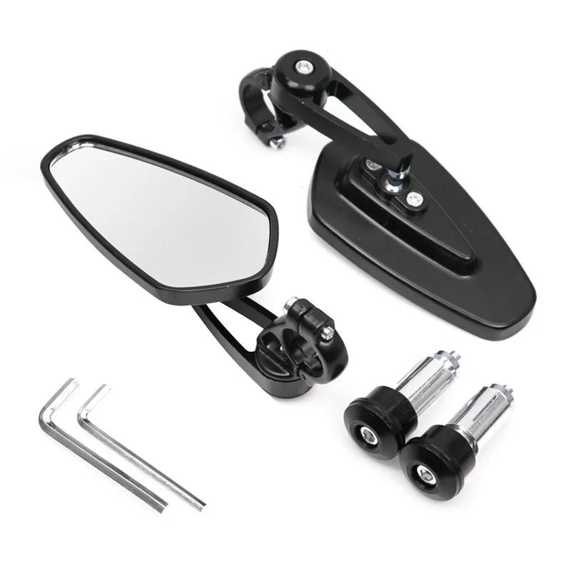 Universal 1 Pair 7/8" 22mm Motorcycle Aluminum Rear View Black Handle Bar End Side Rearview Mirrors Motorcycle Accessories