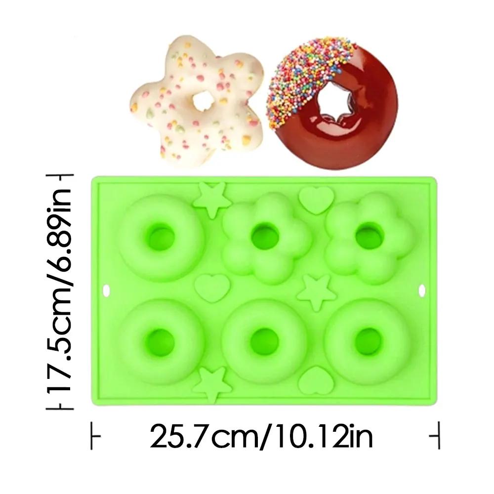 6 Holes Flower Doughnut Silicone Molds Hollow Sphere Mousse Cake Mould Easy Demold Soap Candle Making Tool Valentine’s Day Gifts