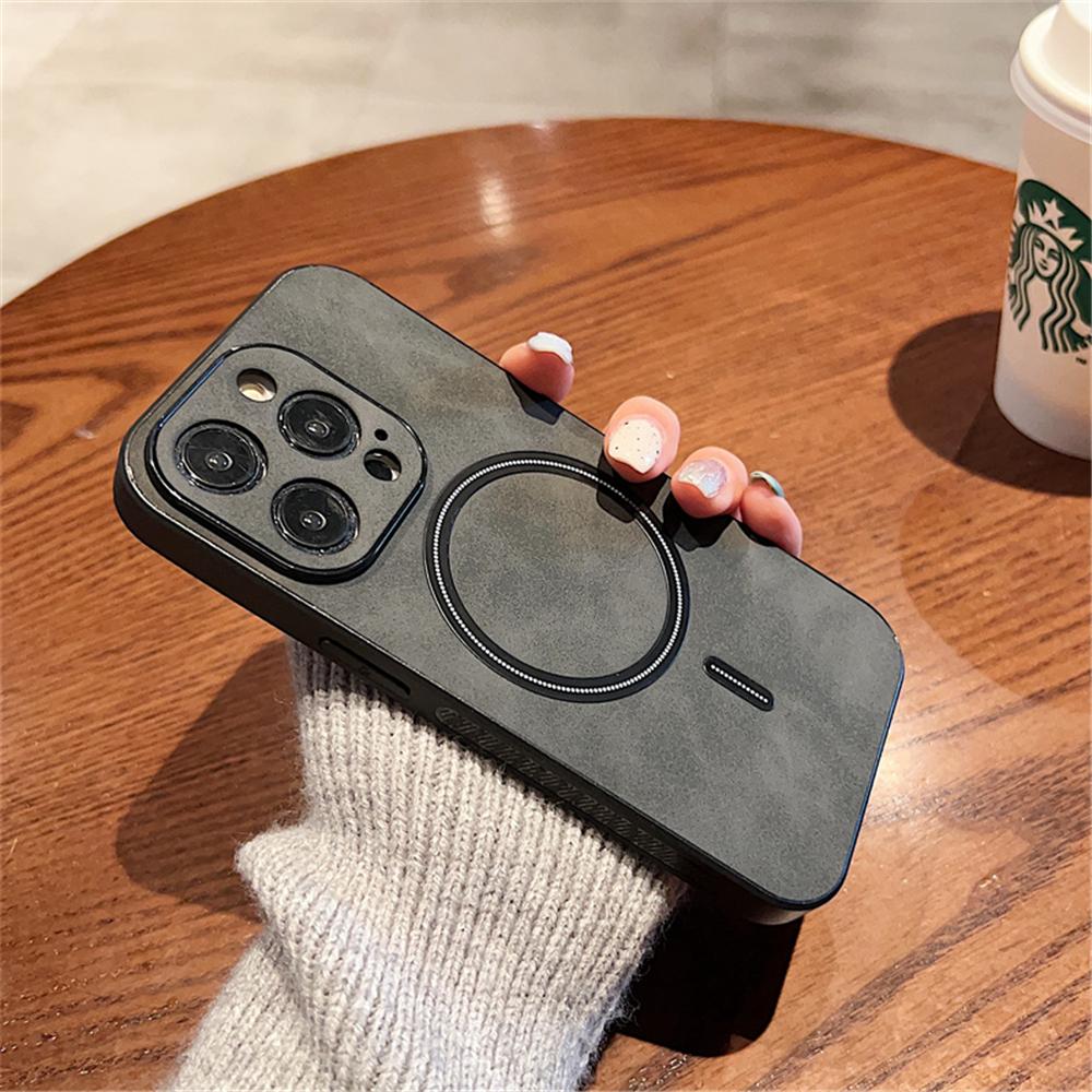 

Кожаный чехол Magsafe Magnetic для iPhone 16 15 Pro Max 14 13 12 11 XR XS X Wireless Charge Silicone Camera Protection Cover For iPhone 12 Pro