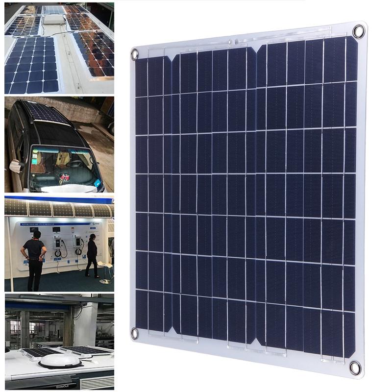 50W Solar Panel Car Charger Dual USB Ports Outdoor Charger Power With USB Cable