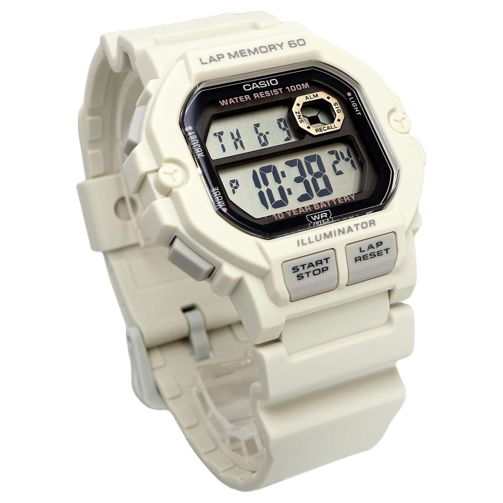 Casio Sports Gear Digital Men's Watch WS-1400H-8AV 60-Lap Memory Overseas Model Matte Ivory