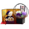 Petit Lou 90th Birthday Celebration Sotsuju Bear Wearing Purple Chanchanko with Gold Screen and Fragrance Soap Flower 12 Cm Small Size Sotsuju