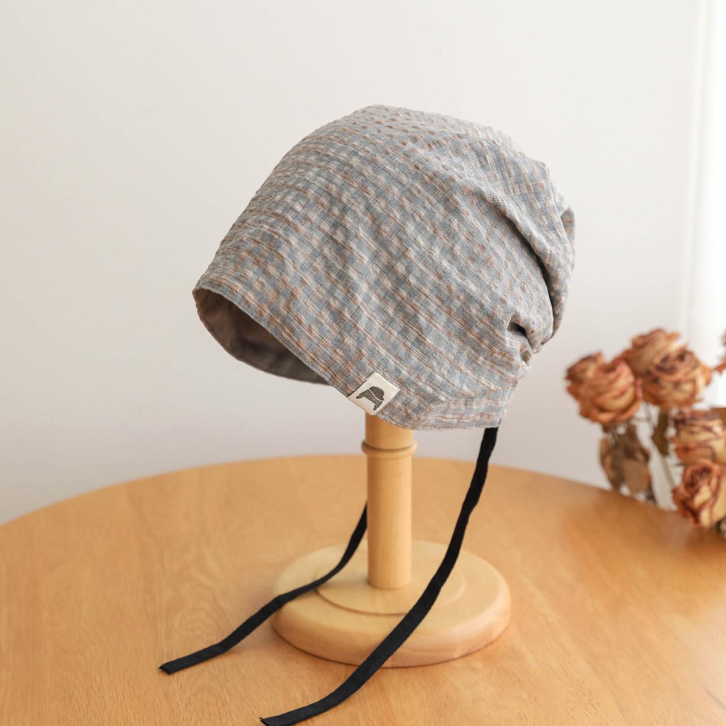 Retro Checked Beanie: Reversible, Pom-Pom Style, Soft Women’s Beanie One Size