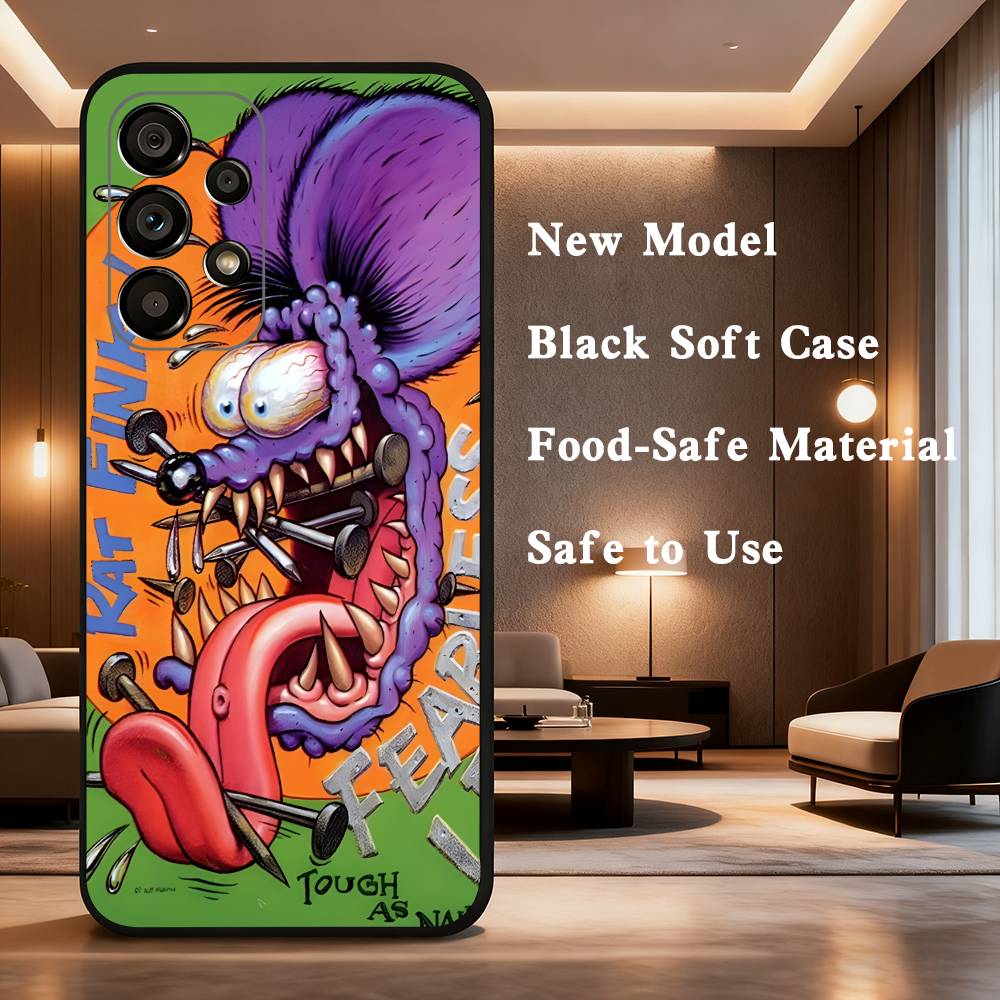 Rat F-Fink Phone Case For Samsung Galaxy A73,31,8,9,53,32,72,41,J7,52,71,22,Note Soft Black Silicone Cover