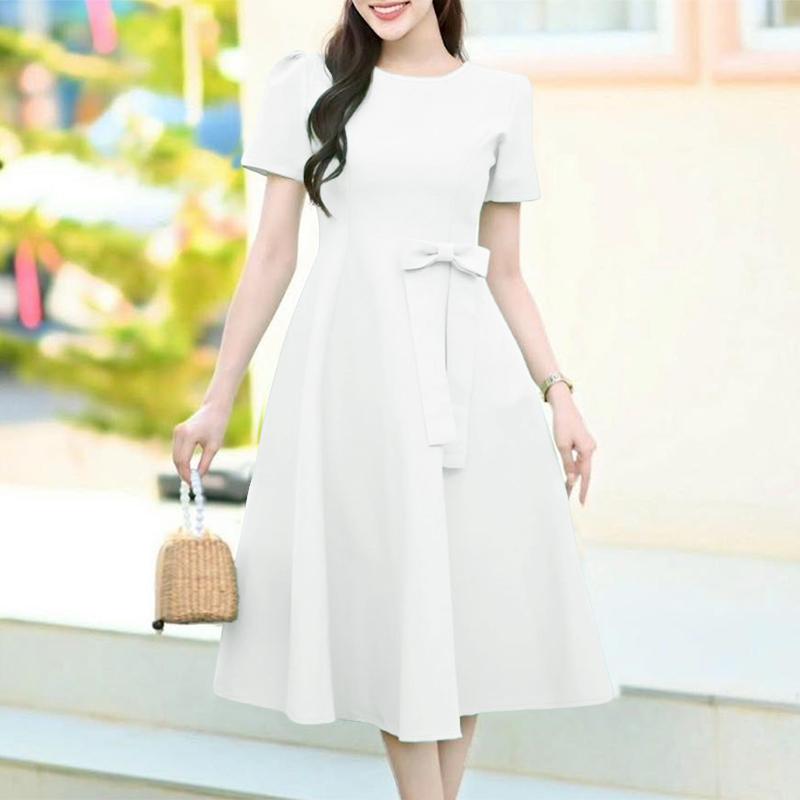 

ZANZEA Женское повседневное летнее платье с круглым вырезом и коротким рукавом 5XL белый